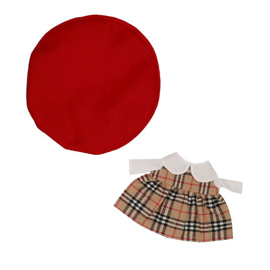 【ハピプラ用】着せ替えデラックスセット(チェックワンピ・ベージュ)