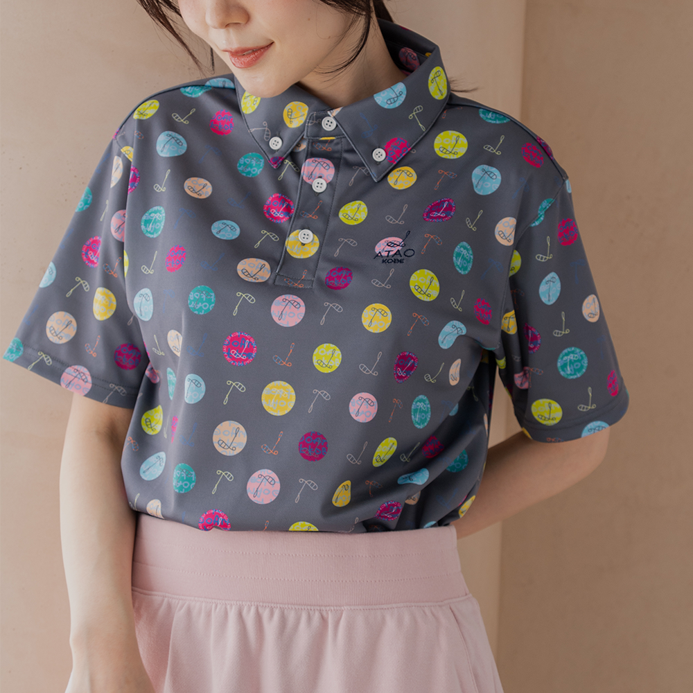 ポロシャツ(ハーモニードットライン)/ATAOゴルフ/トゥルーグレー