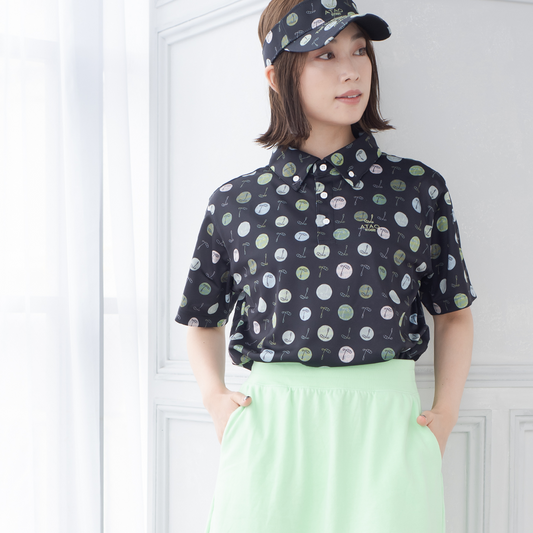 ポロシャツ(ハーモニードットライン)/ATAOゴルフ/ブラック