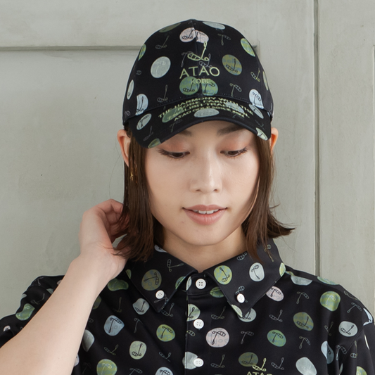キャップ(ハーモニードットライン)/ATAOゴルフ/ブラック
