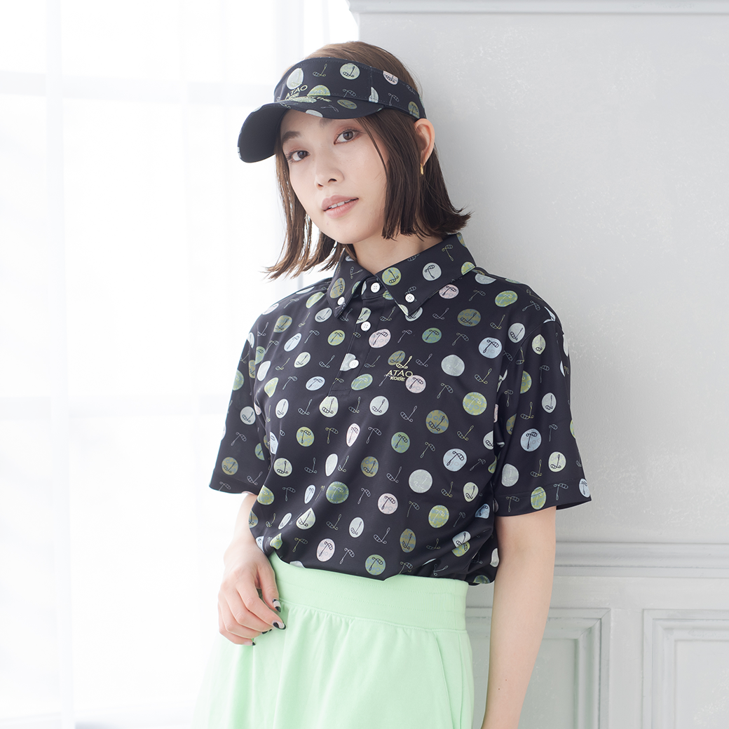 ポロシャツ(ハーモニードットライン)/ATAOゴルフ/ブラック