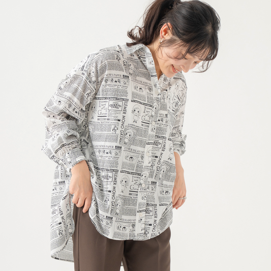 ニュースペーパー柄・オーバーシャツ(フリー)