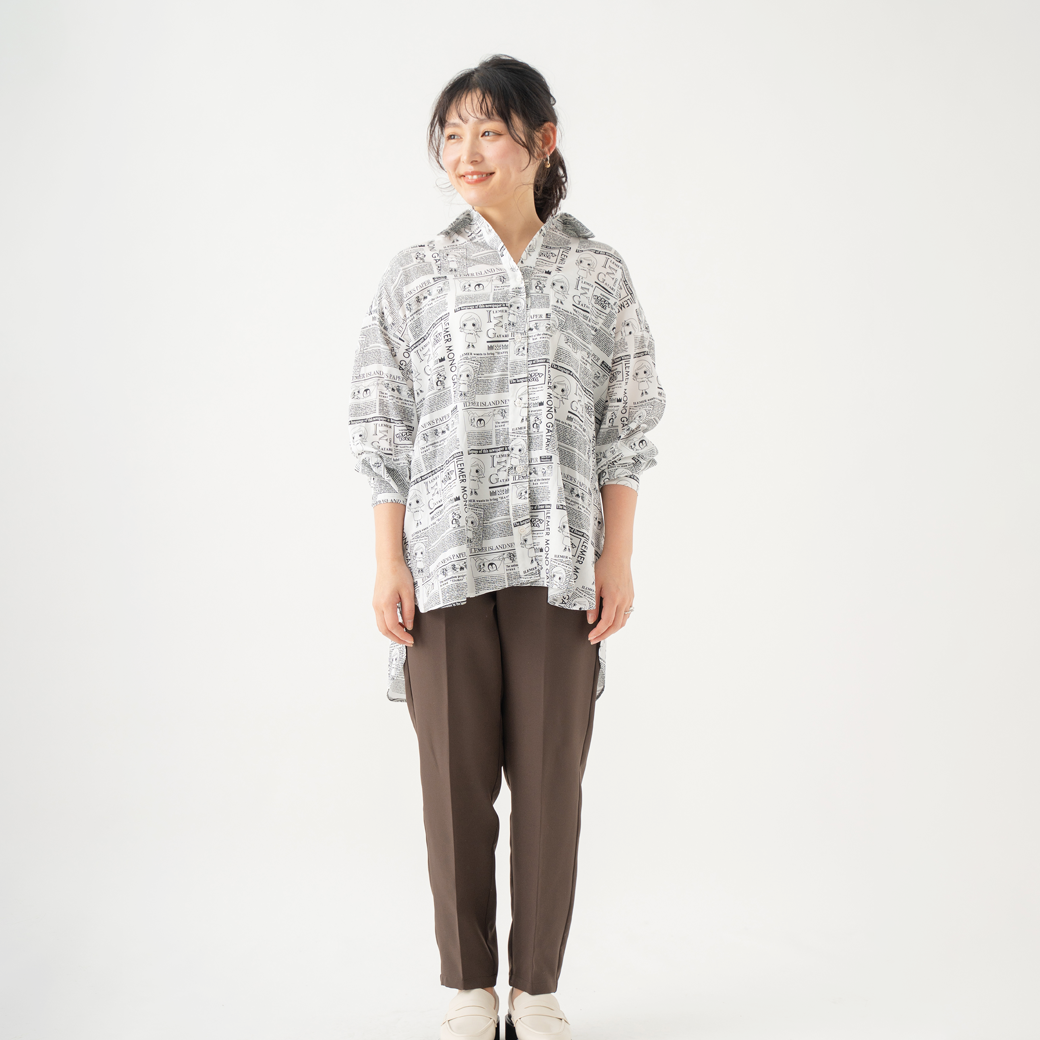 ニュースペーパー柄・オーバーシャツ(フリー)