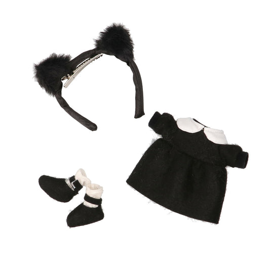 着せ替えデラックスセット(ねこ耳付き！ブラックワンピ+レースアップ)